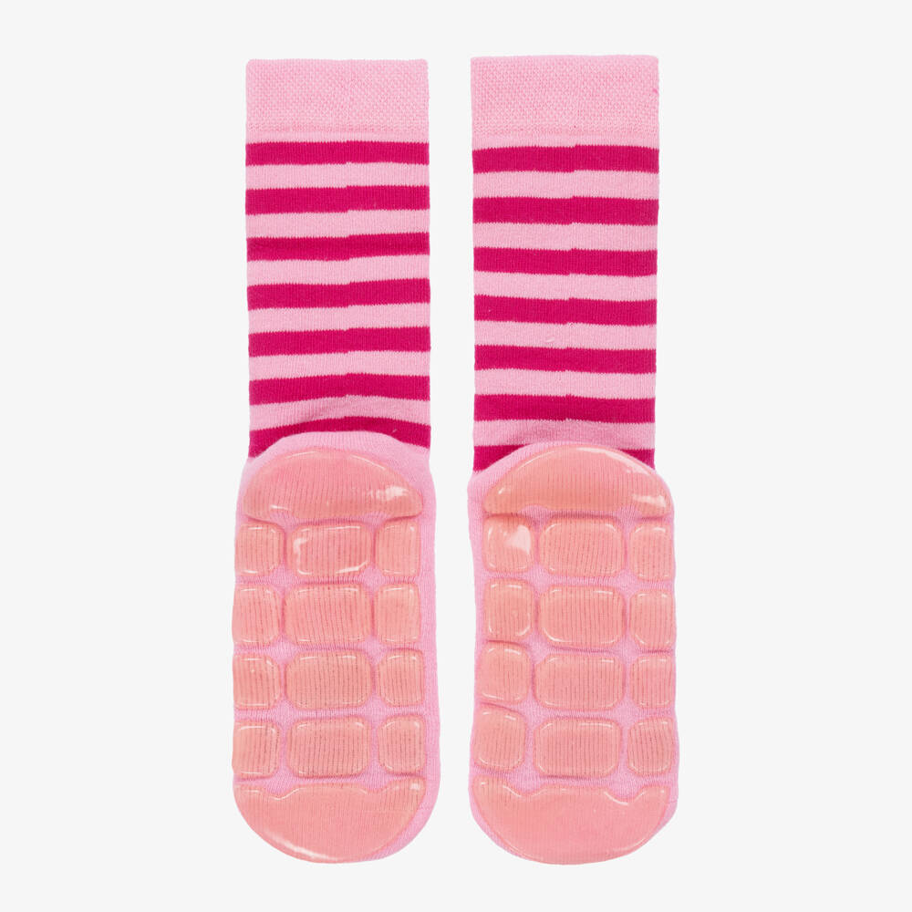 Country Kids-Girls Pink Striped Cat Slipper Socks | Childrensalon Outlet