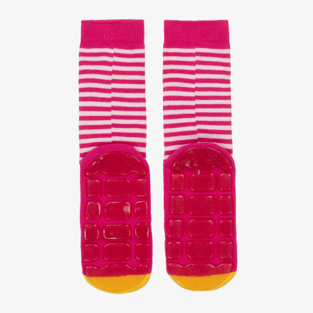 Country Kids-Girls Pink Striped Duck Slipper Socks | Childrensalon Outlet