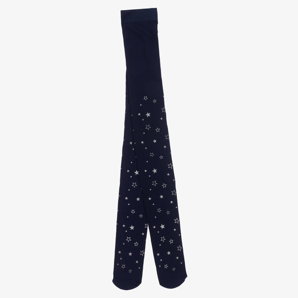 Country Kids - Girls Sheer Blue & Silver Star Tights | Childrensalon