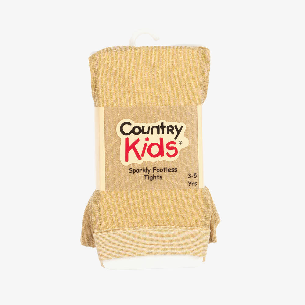 Country Kids-Gold Glitter Footless Tights | Childrensalon Outlet