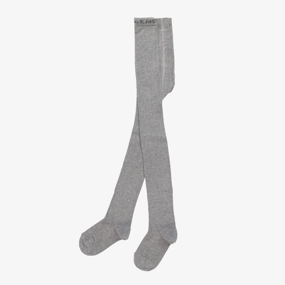 Country Kids-Grey Cotton Knitted Tights | Childrensalon Outlet