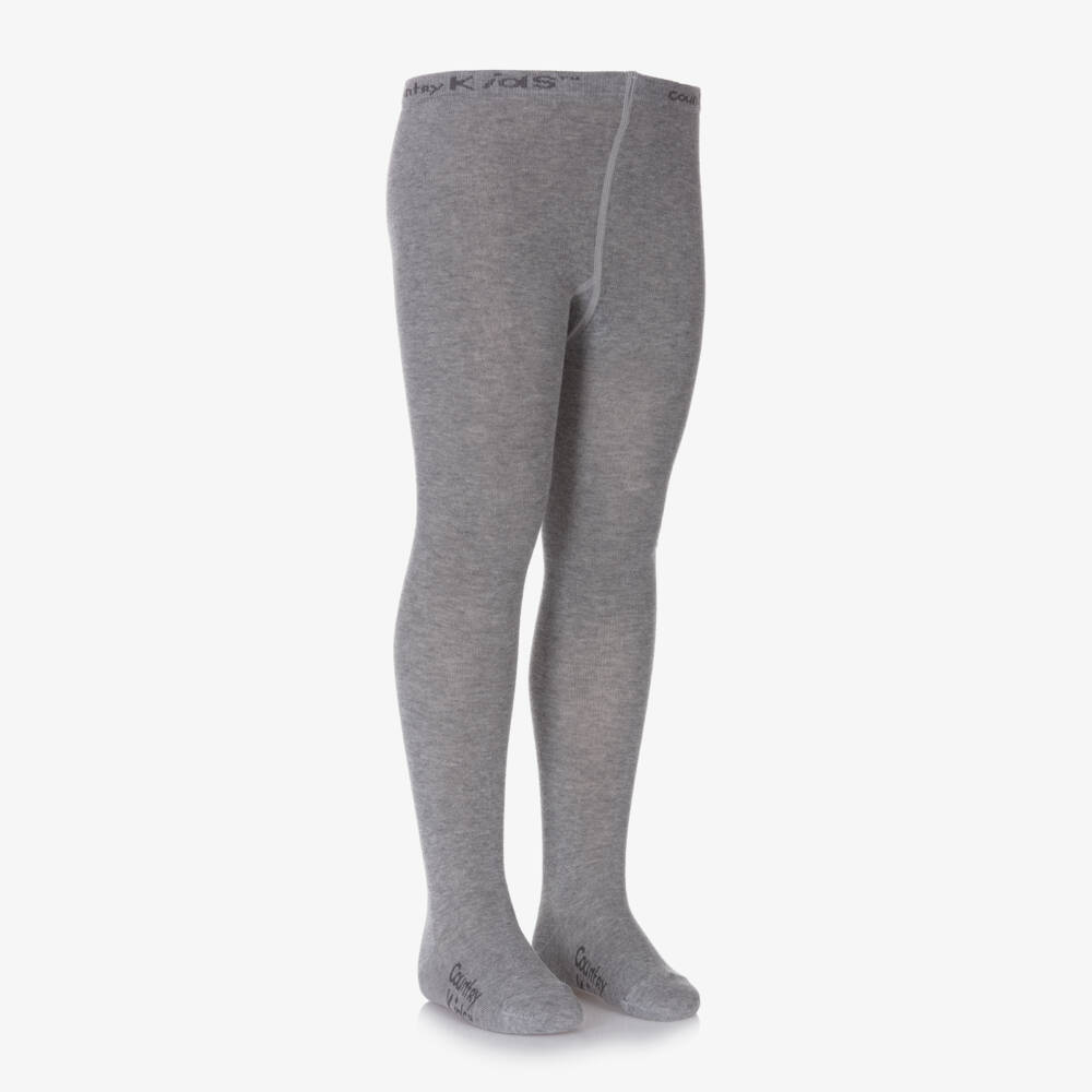 Country Kids-Grey Cotton Knitted Tights | Childrensalon Outlet