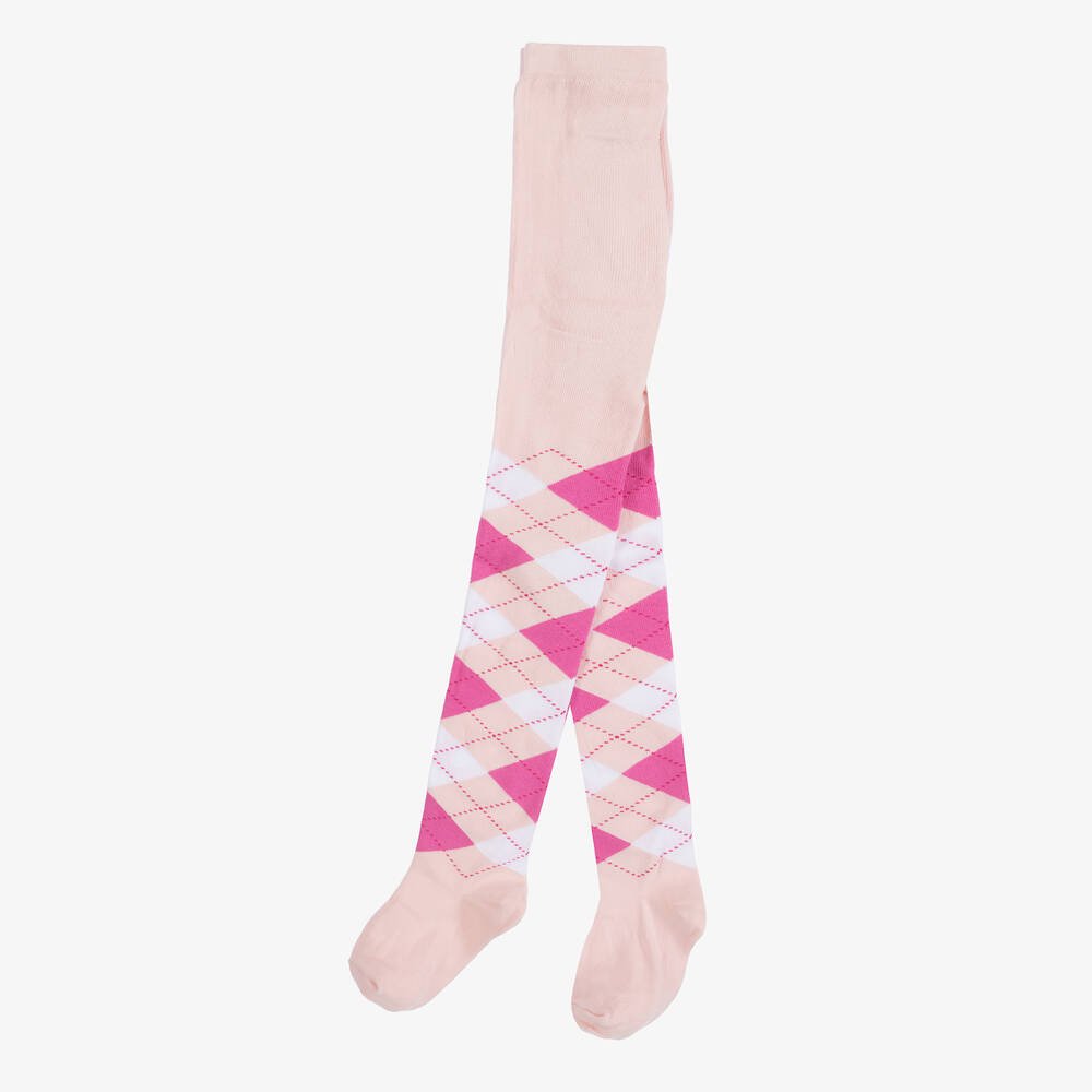 Country Kids-Pink Argyle Cotton Tights | Childrensalon Outlet