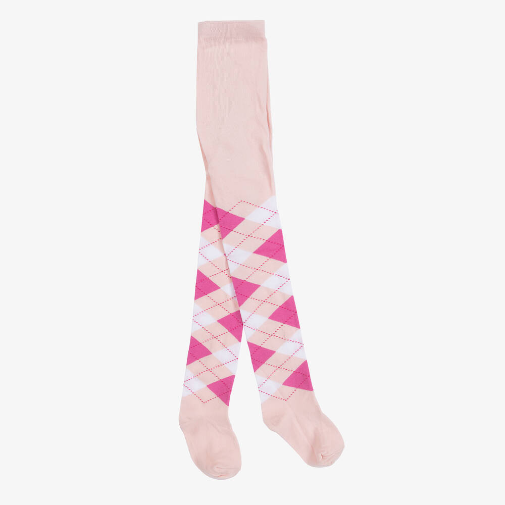 Country Kids - Pink Argyle Cotton Tights | Childrensalon