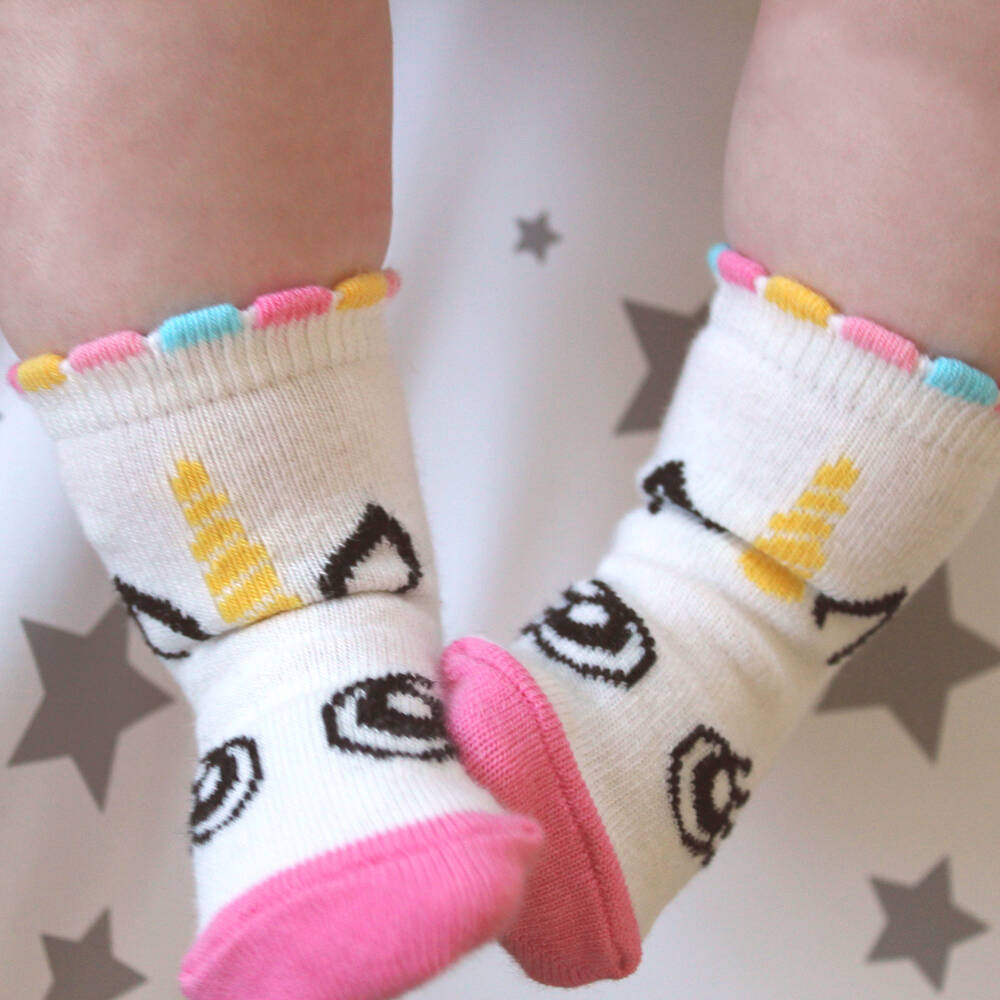 Cucamelon-Cotton Unicorn Socks (5 Pairs) | Childrensalon Outlet