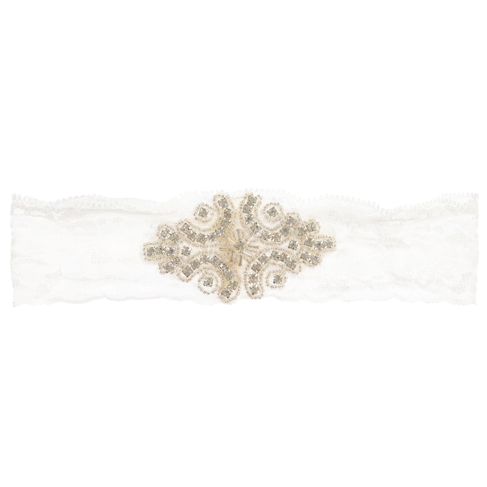 Cute Cute - Bandeau ivoire en dentelle à cristaux | Childrensalon