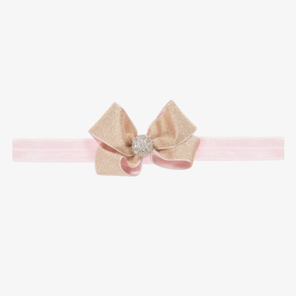 Cute Cute - Gold & Pink Ribbon Bow Headband | Childrensalon