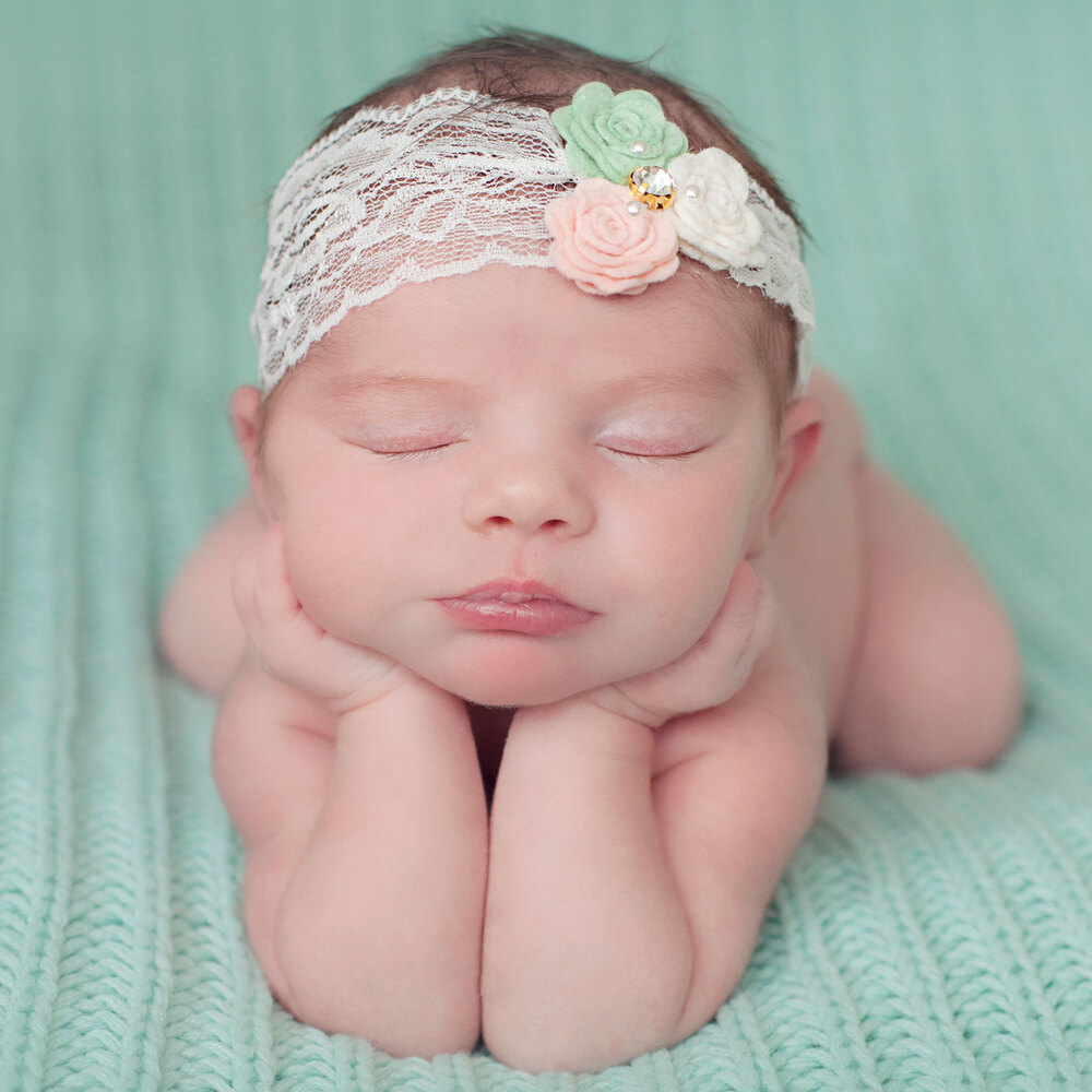 Cute Cute-Повязка на голову с зеленым, кремовым и розовым цветами | Childrensalon Outlet