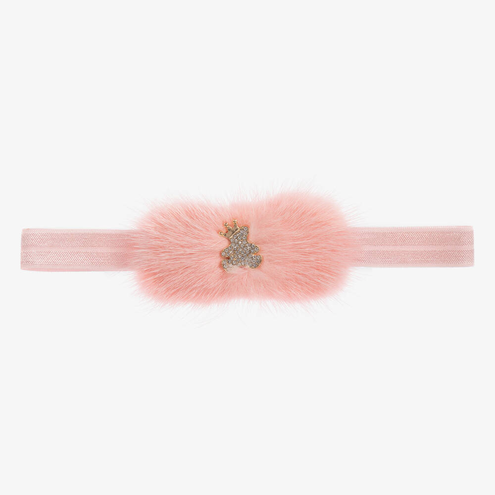 Cute Cute - Розовая повязка на голову из искусственного меха ( 9см) | Childrensalon