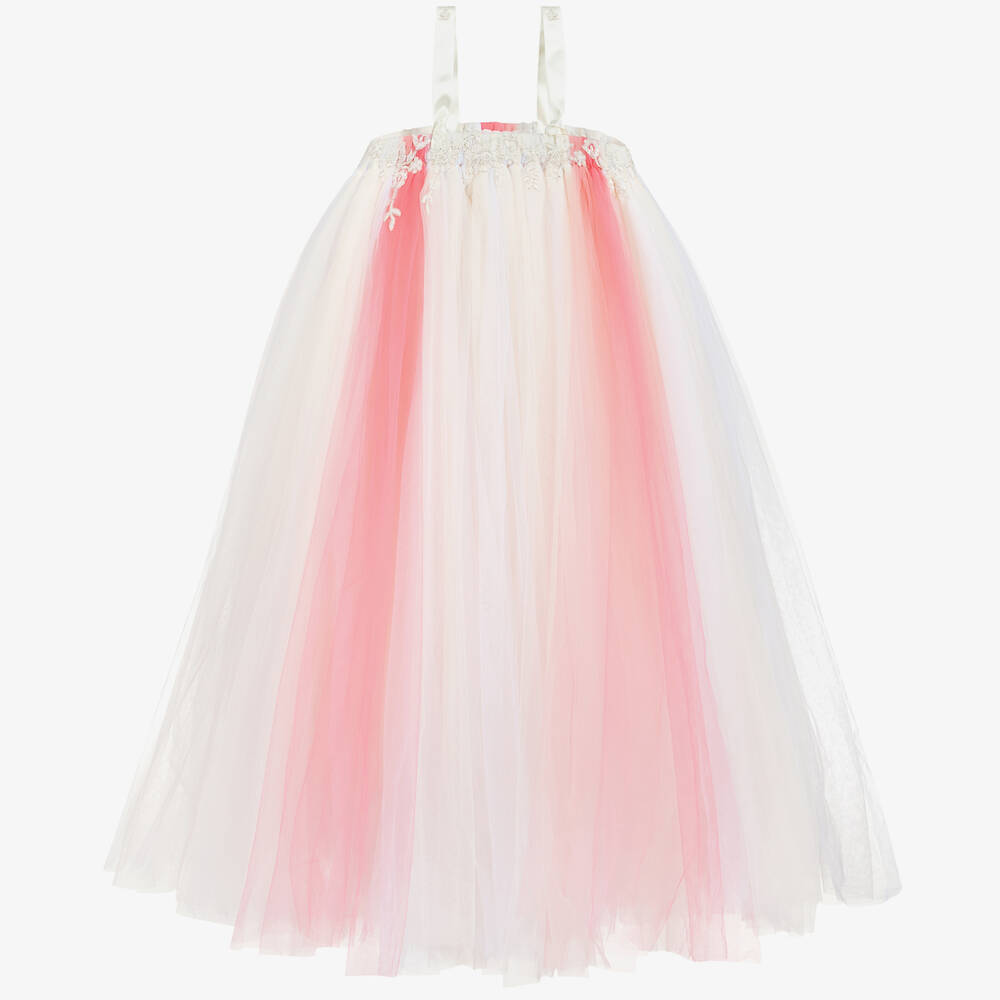Dainty Dizzy - Розово-белое платье-пачка из тюля | Childrensalon