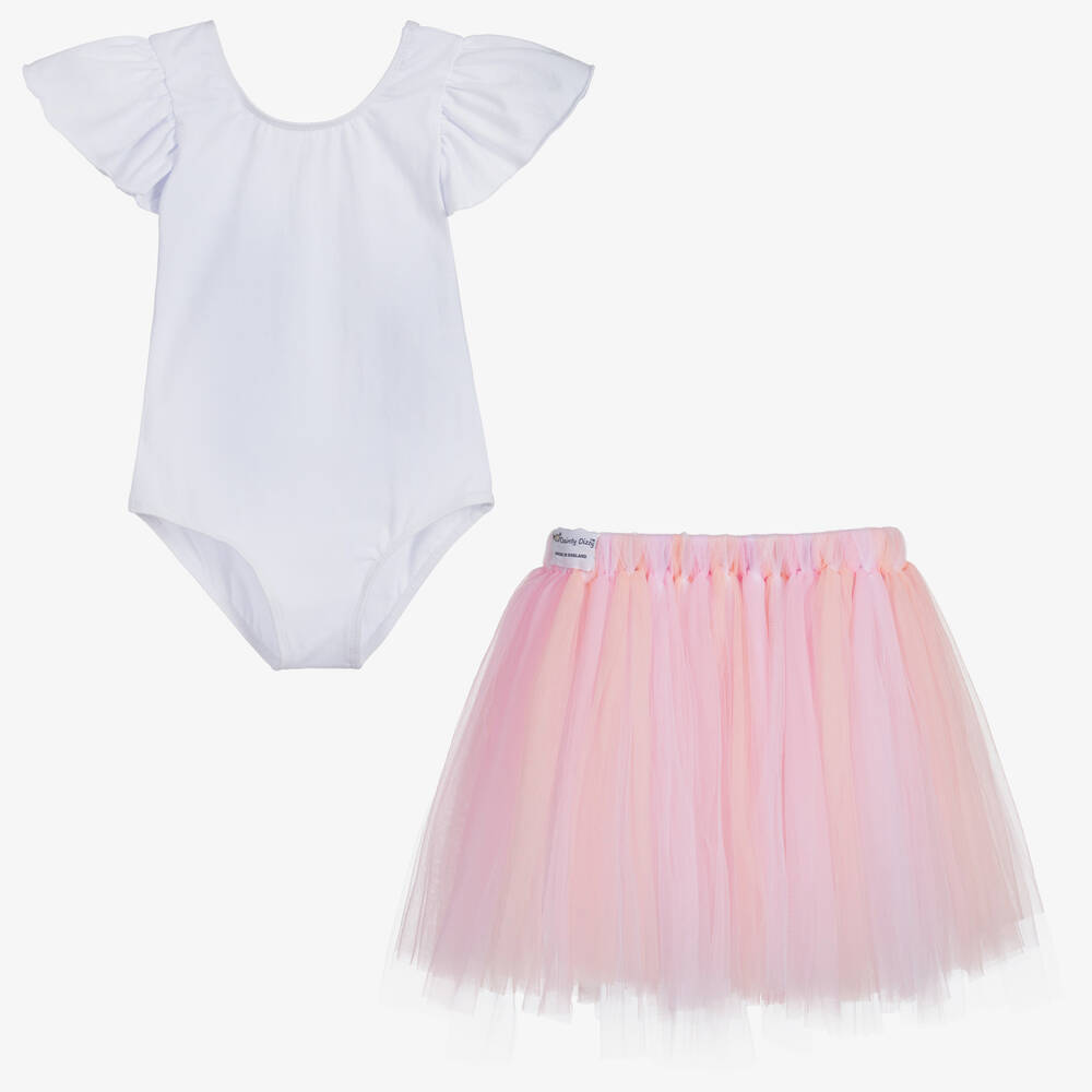 Dainty Dizzy-White & Pink Tutu Gift Set | Childrensalon Outlet