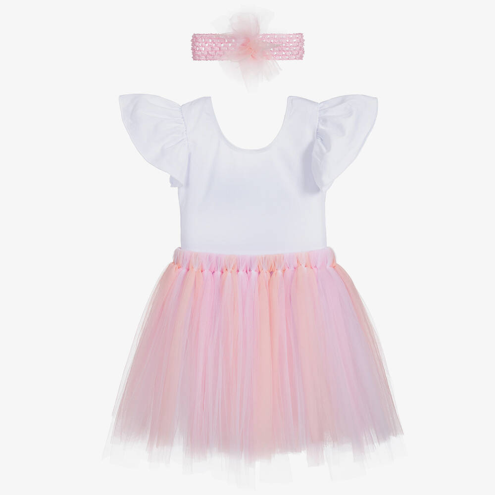 Dainty Dizzy - Подарочный комплект с юбкой-пачкой белого и розового цвета | Childrensalon