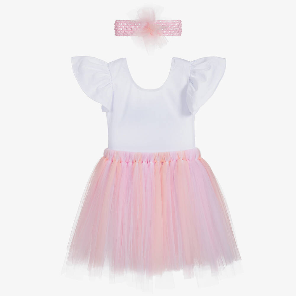 Dainty Dizzy - Coffret cadeau tutu blanc et rose | Childrensalon