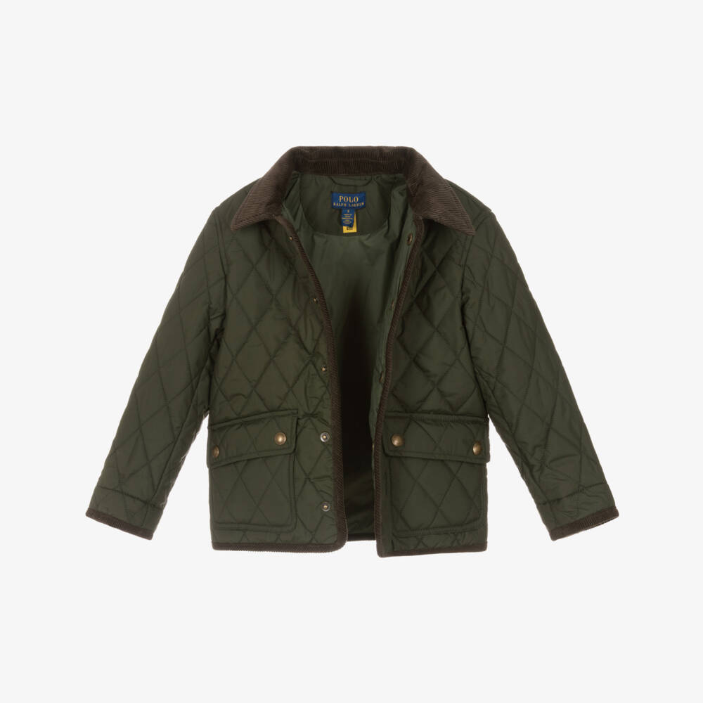 Ralph Lauren-Dark Forest Green Quilted Coat | Childrensalon Outlet