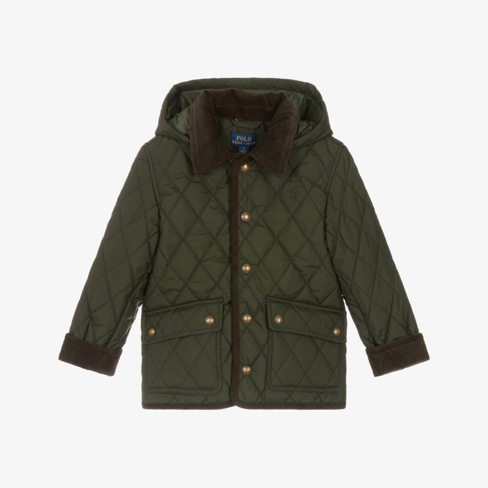 Ralph Lauren-Dark Forest Green Quilted Coat | Childrensalon Outlet