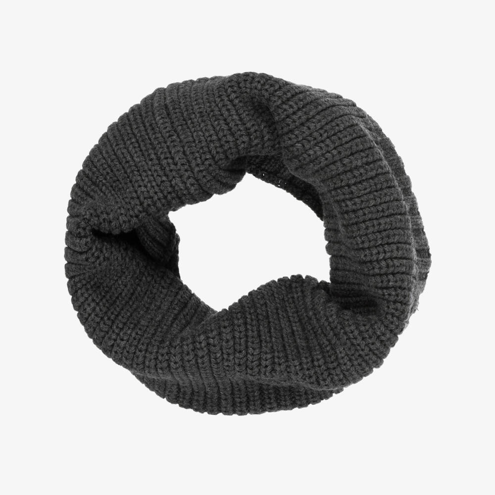 Mayoral-Dark Grey Cotton Ribbed Knit Snood | Childrensalon Outlet