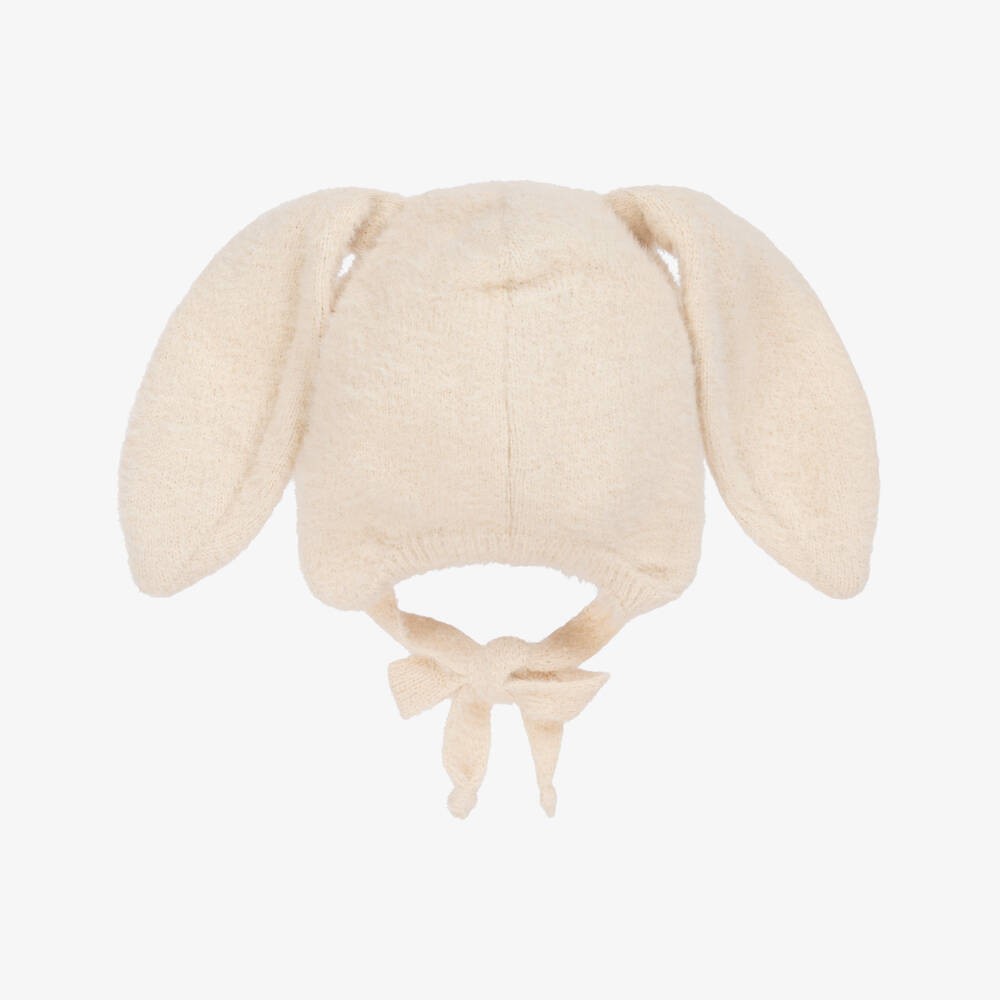Jamiks-Dark Ivory Fluffy-Knit Bunny Ears Hat | Childrensalon Outlet