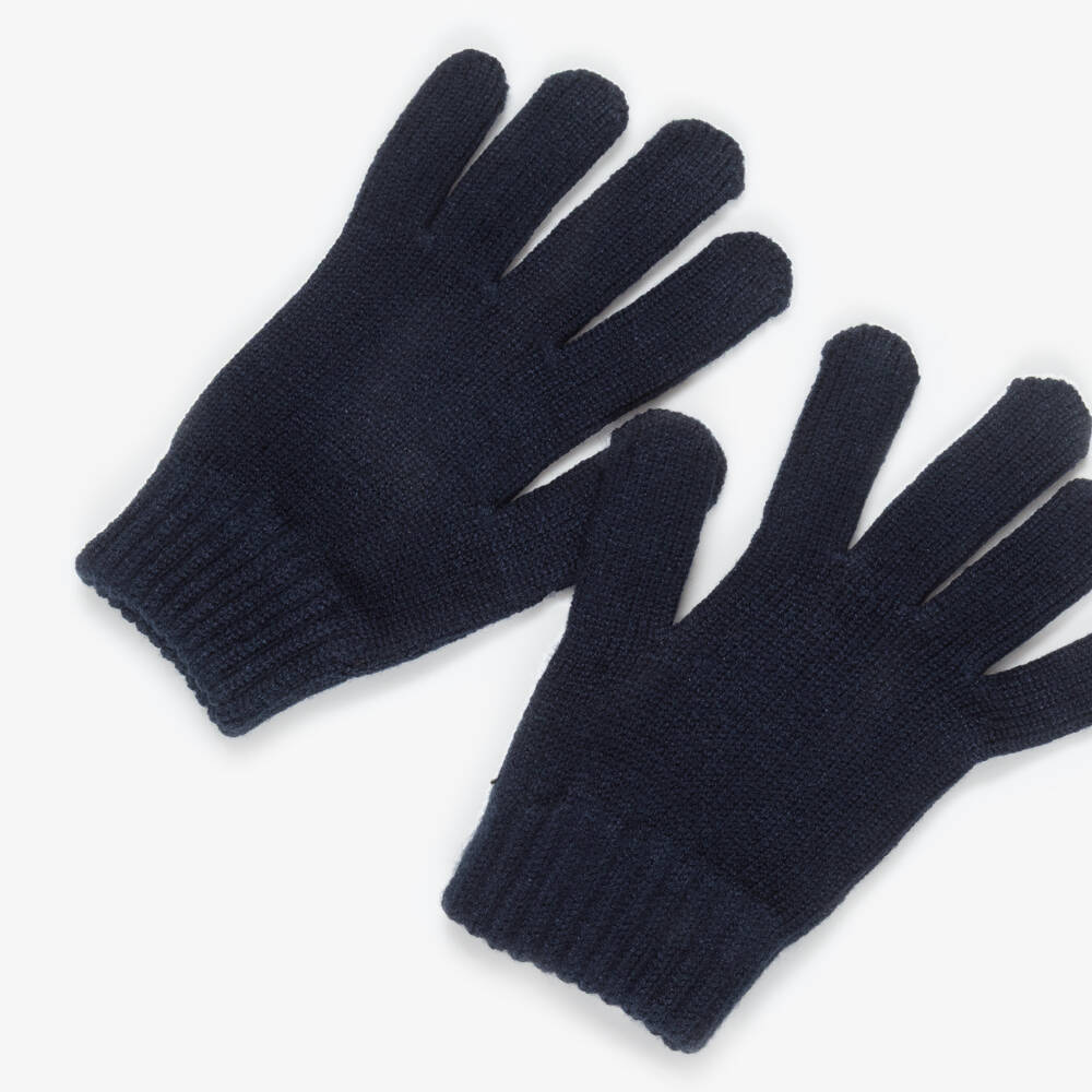 Mayoral-Dark Navy Blue Knitted Gloves | Childrensalon Outlet