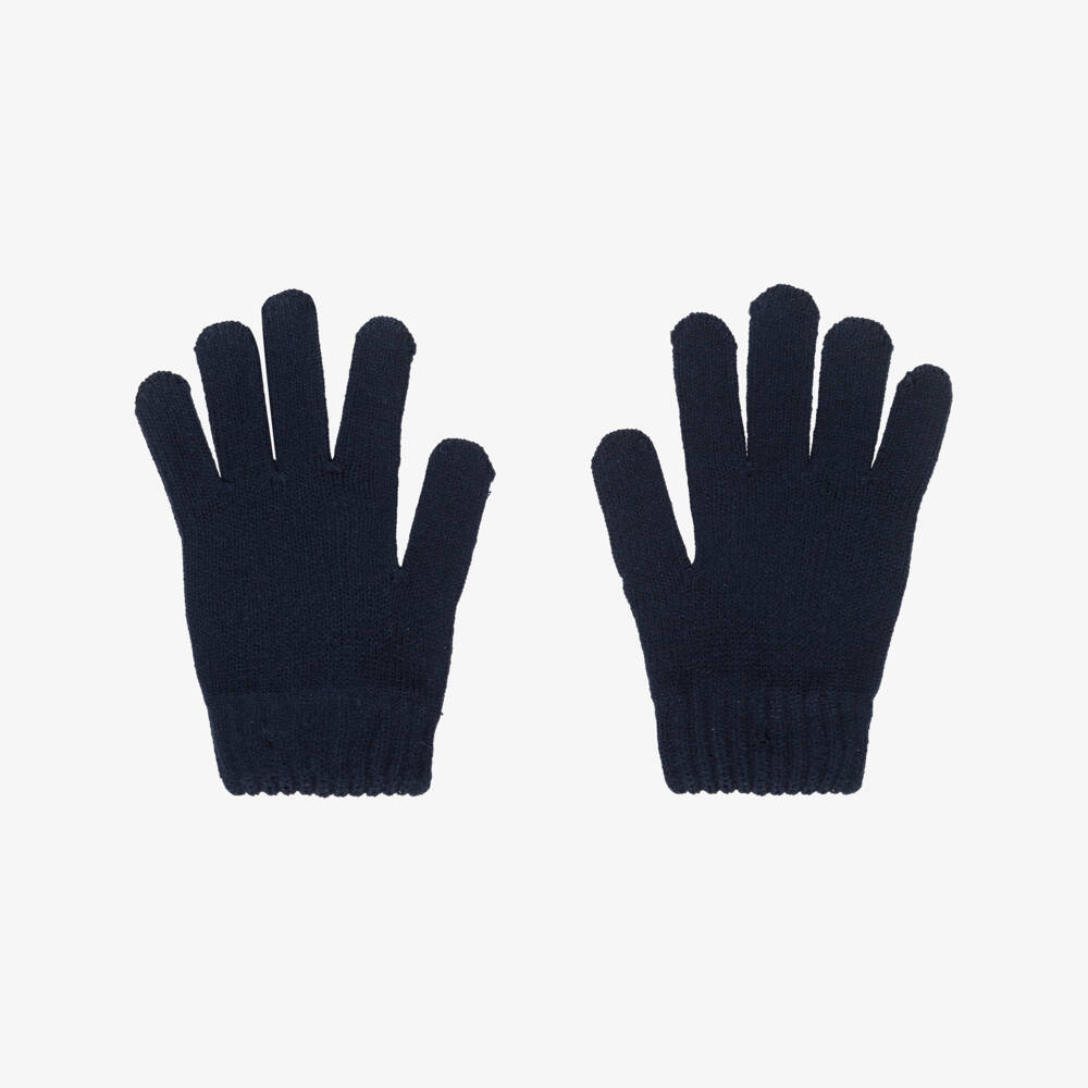 Mayoral-Dark Navy Blue Knitted Gloves | Childrensalon Outlet