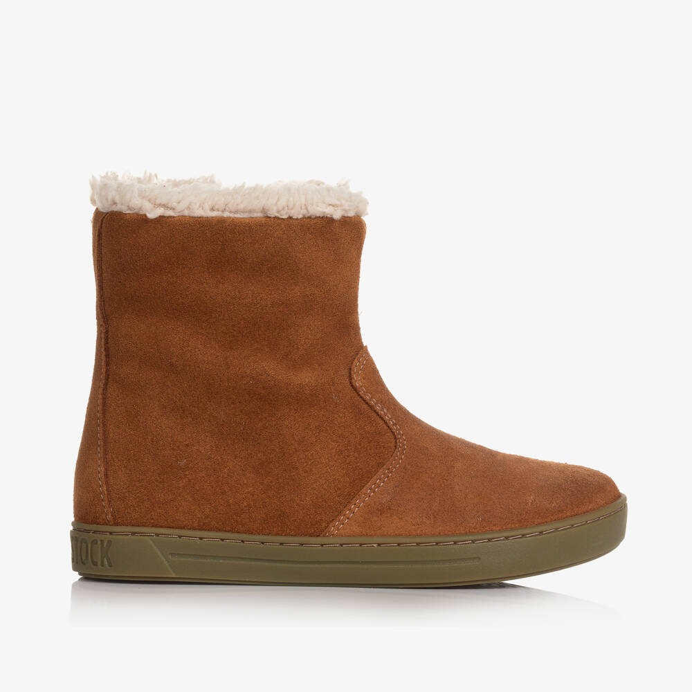 Birkenstock-Dark Tan Brown Suede Leather Boots | Childrensalon Outlet