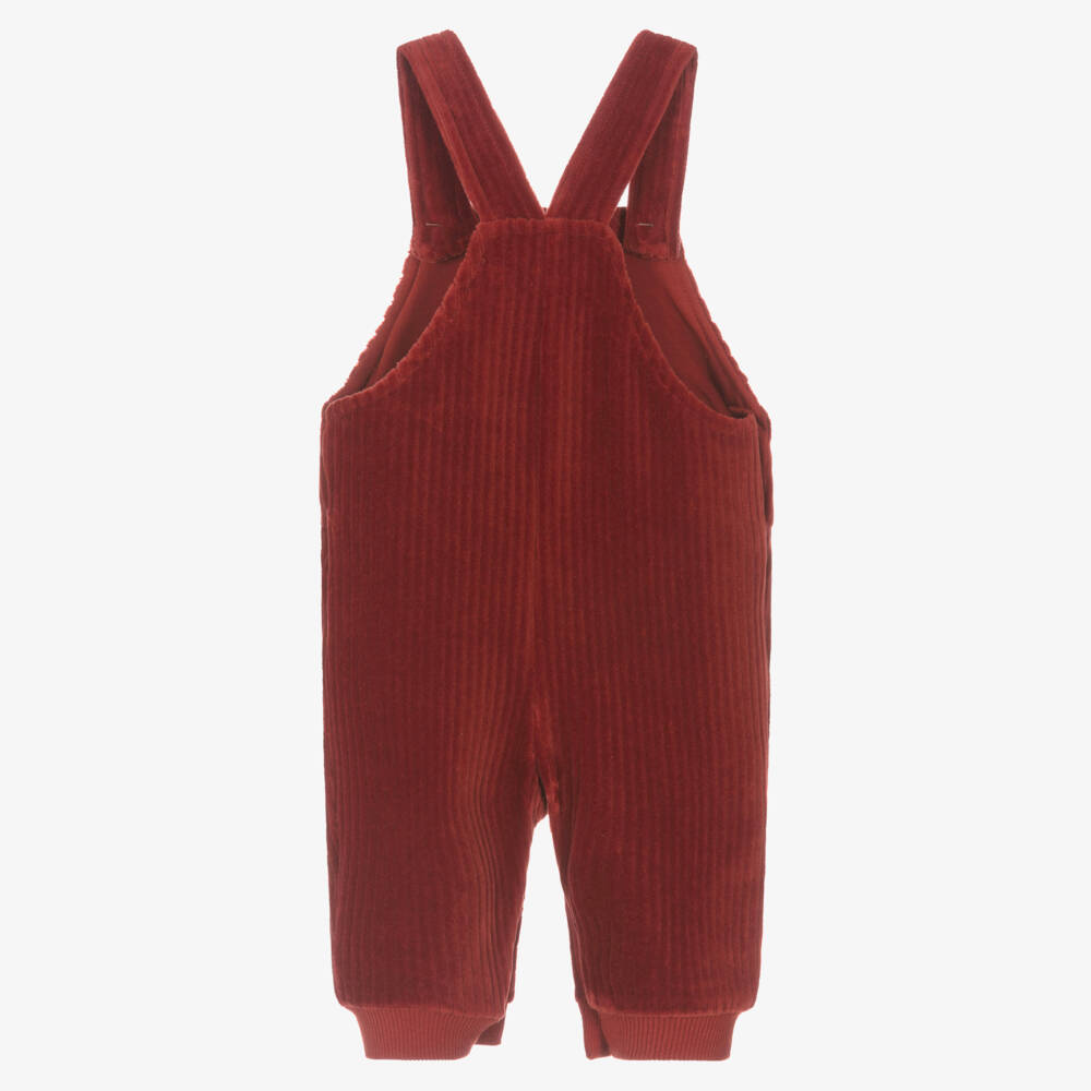 Mayoral Newborn-Dark Terracotta Red Velour Corduroy Dungarees | Childrensalon Outlet