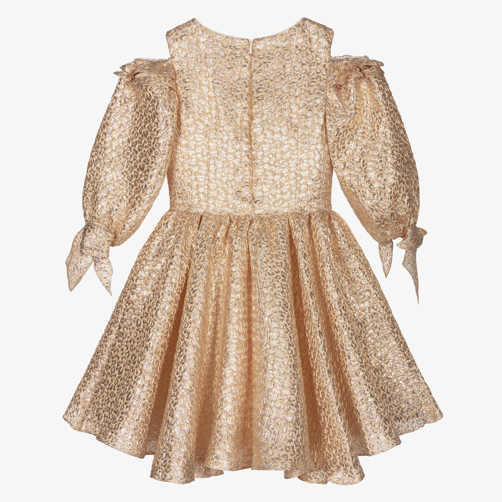 David Charles-Beige & Gold Brocade Dress | Childrensalon Outlet