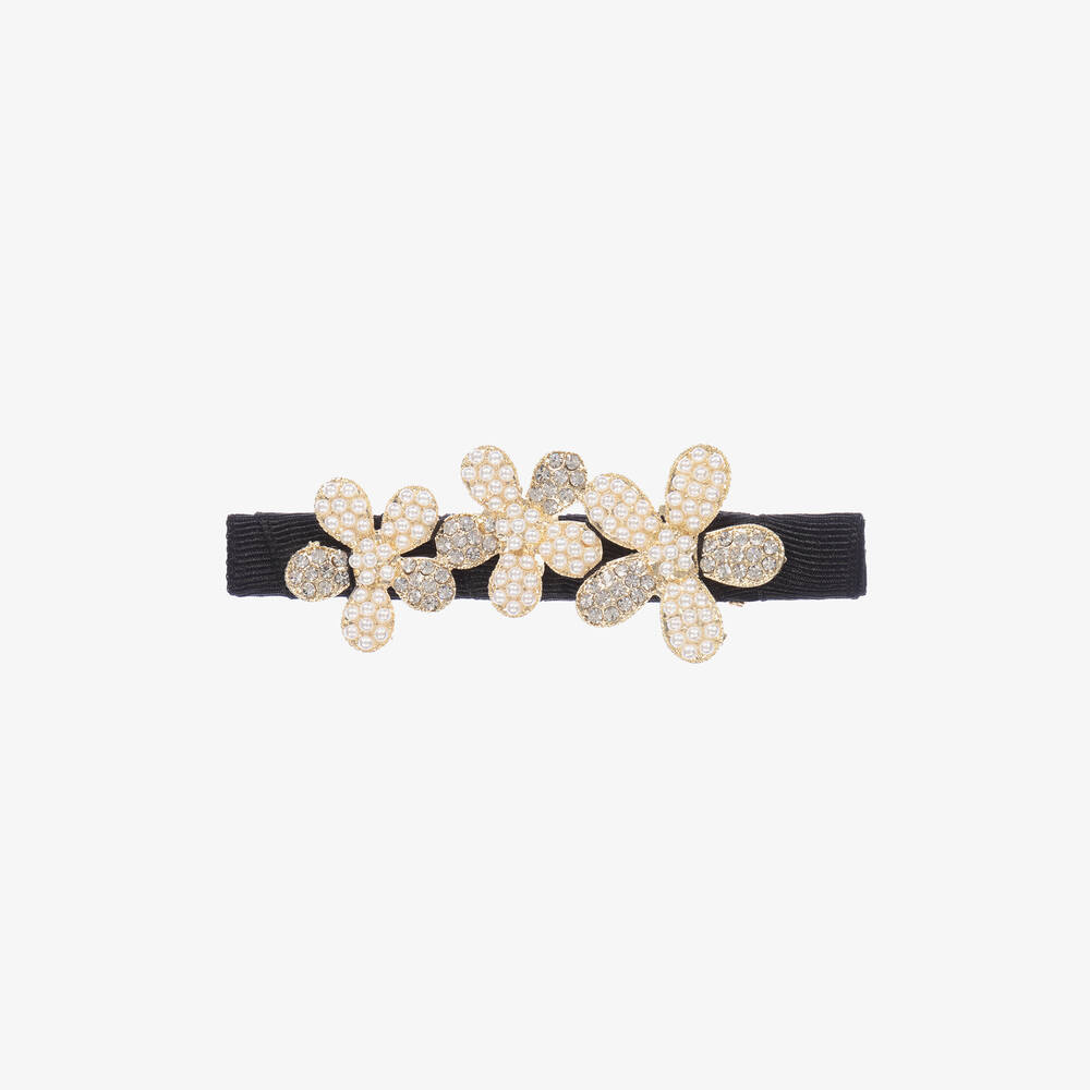 David Charles - Black Crystal & Pearl Hair Clip (9cm) | Childrensalon