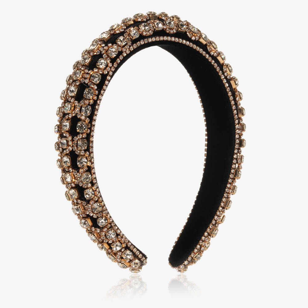 David Charles - Black & Gold Crystal Hairband | Childrensalon