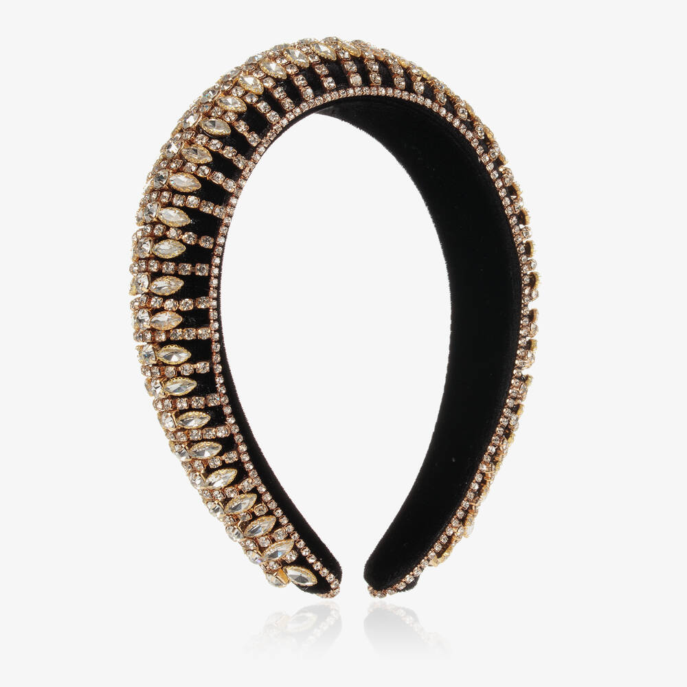 David Charles - Black & Gold Crystal Hairband | Childrensalon