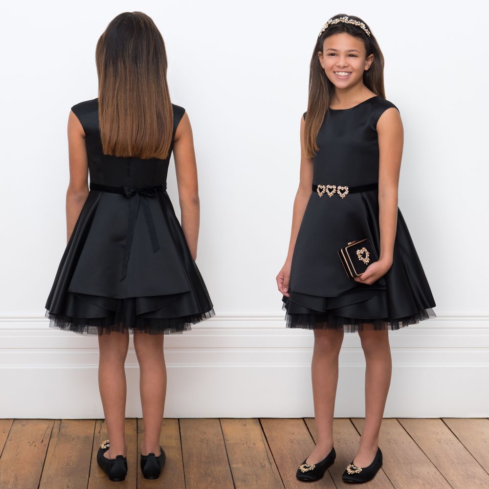 David Charles Black Satin Dress Childrensalon Outlet