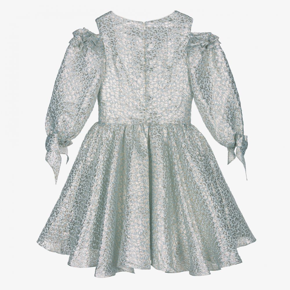 David Charles-Blue & Gold Brocade Dress | Childrensalon Outlet