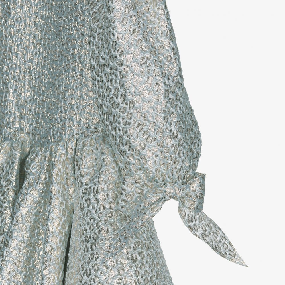 David Charles-Blue & Gold Brocade Dress | Childrensalon Outlet