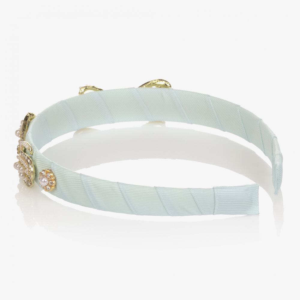 David Charles-Голубой ободок с жемчужными бантиками | Childrensalon Outlet