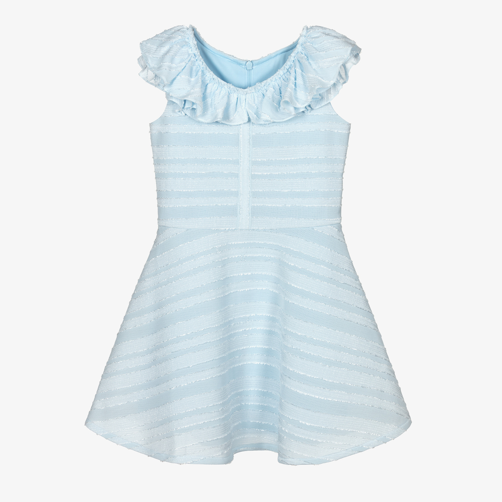 David Charles-Голубое платье из неопрена с оборками | Childrensalon Outlet