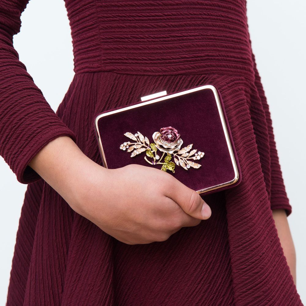 David Charles Burgundy Velvet Bag 12cm Childrensalon Outlet