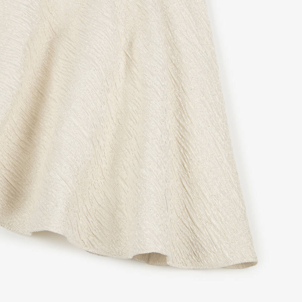 David Charles-Girls Beige & Metallic Gold Dress | Childrensalon Outlet