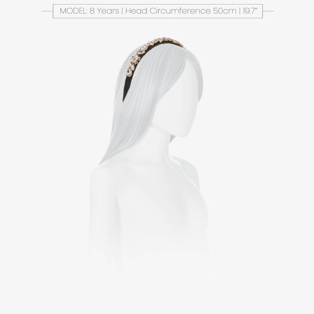 David Charles-Girls Black Crystal Flowers Hairband | Childrensalon Outlet