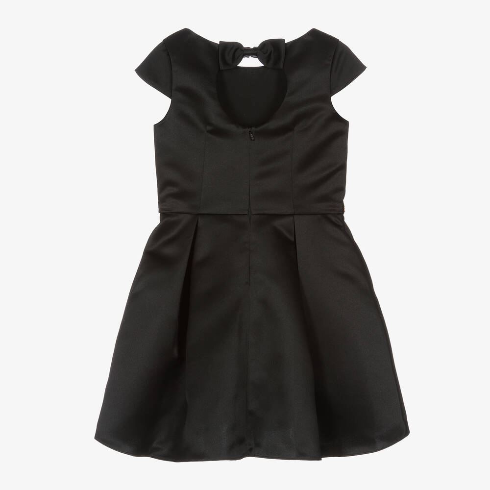 David Charles-Girls Black Satin & Diamanté Dress | Childrensalon Outlet