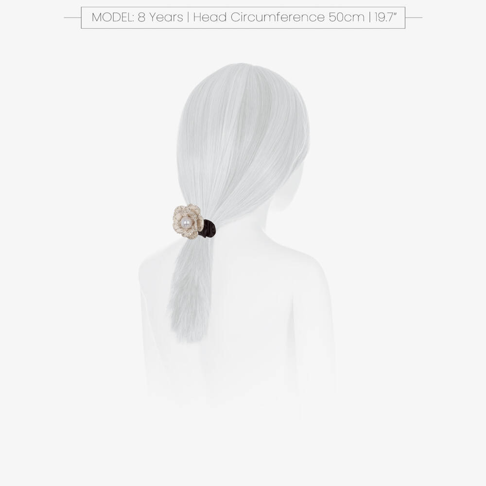 David Charles-Girls Black Satin & Diamanté Flower Hair Elastic | Childrensalon Outlet