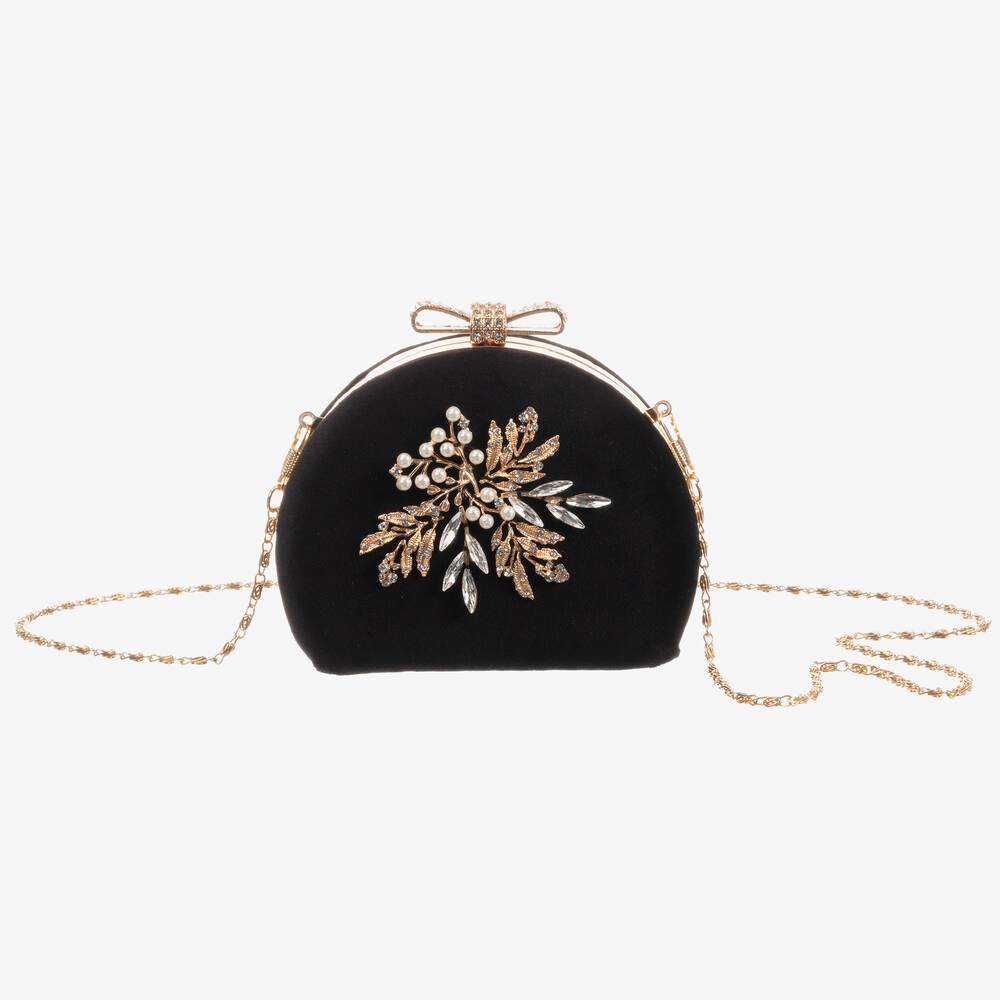 David Charles-Girls Black Velvet Bag (14cm) | Childrensalon Outlet