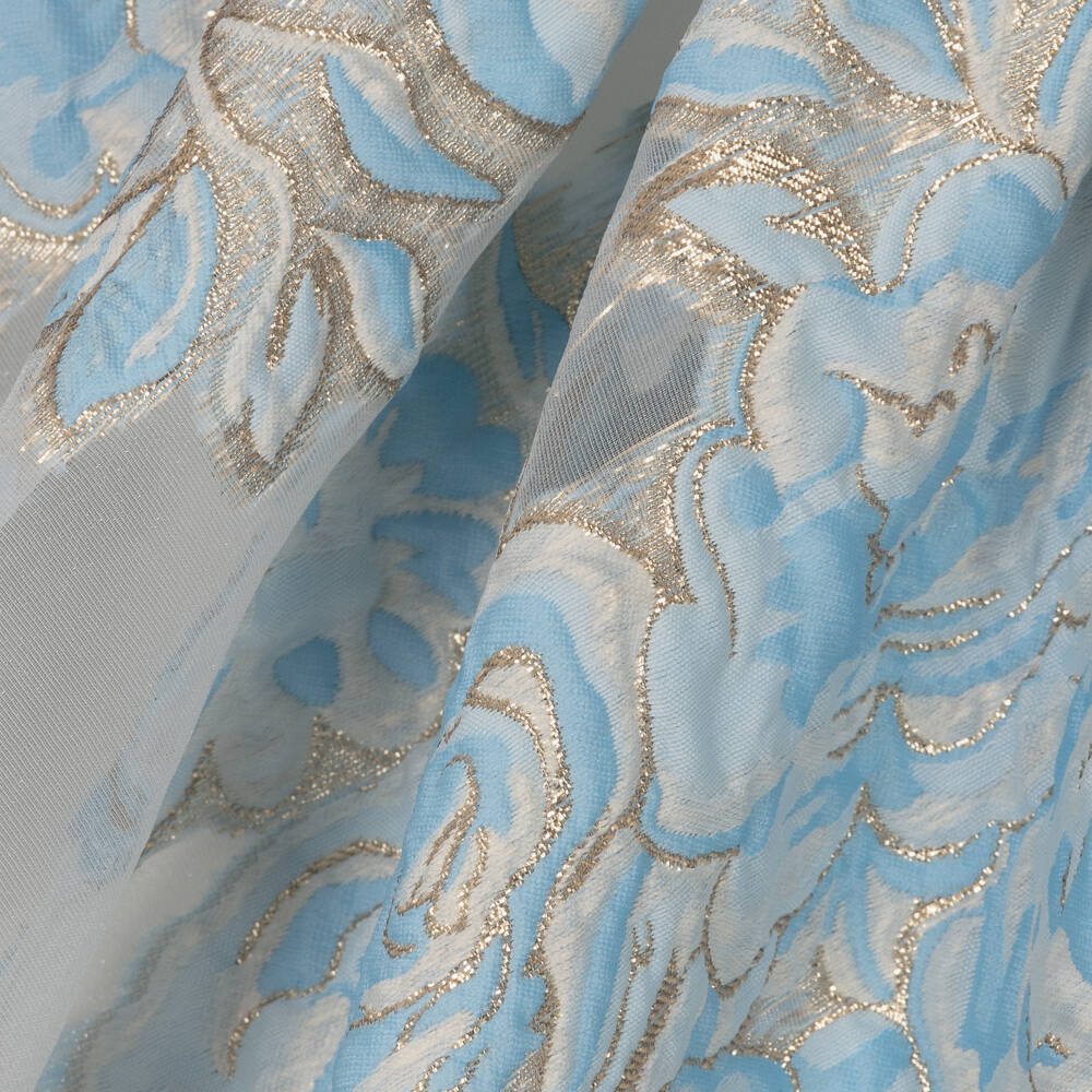 David Charles-Girls Blue & Gold Floral Brocade Dress | Childrensalon Outlet
