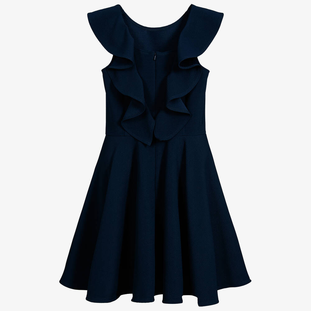 David Charles-Girls Blue Ruffle Dress | Childrensalon Outlet