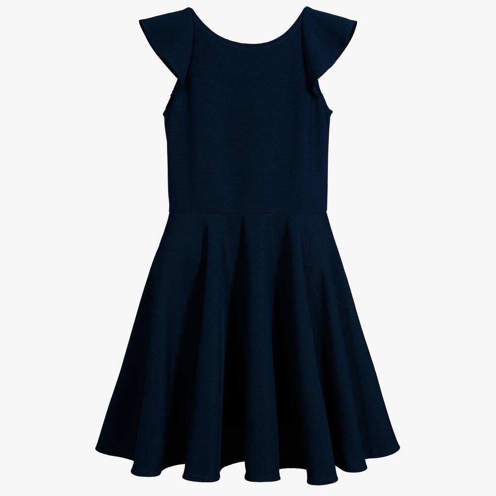 David Charles Girls Ruffle Dress Girls Kids 6 Year Blue Fabric by Childrensalon