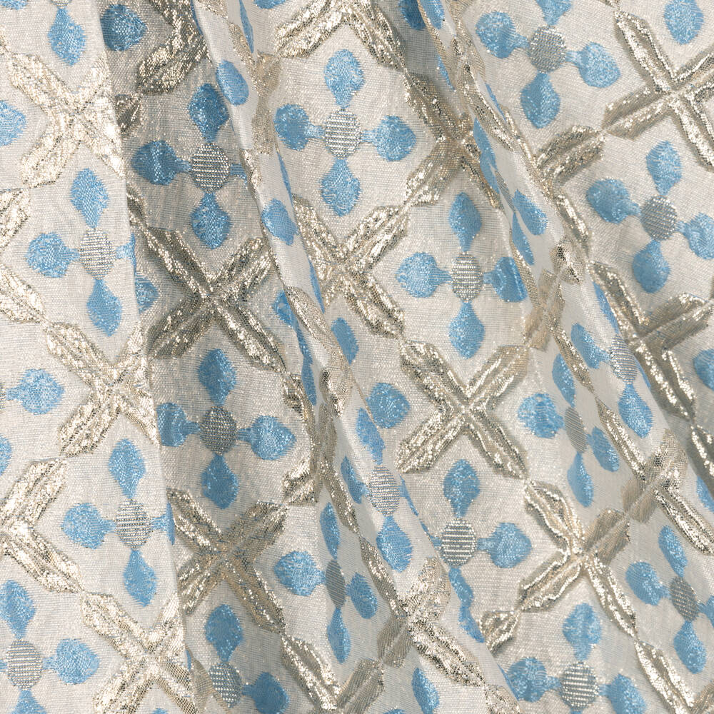 David Charles-Girls Blue Satin & Gold Brocade Dress | Childrensalon Outlet