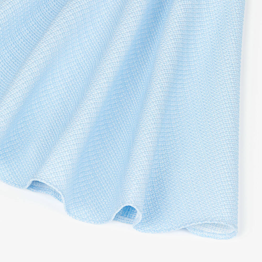 David Charles-Girls Blue Sleeveless Dress with Pearl Tweed Trim | Childrensalon Outlet