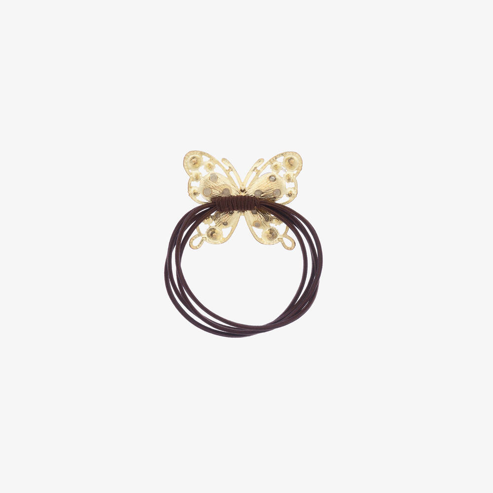 David Charles-Коричневая резинка для волос с бабочкой (4см) | Childrensalon Outlet