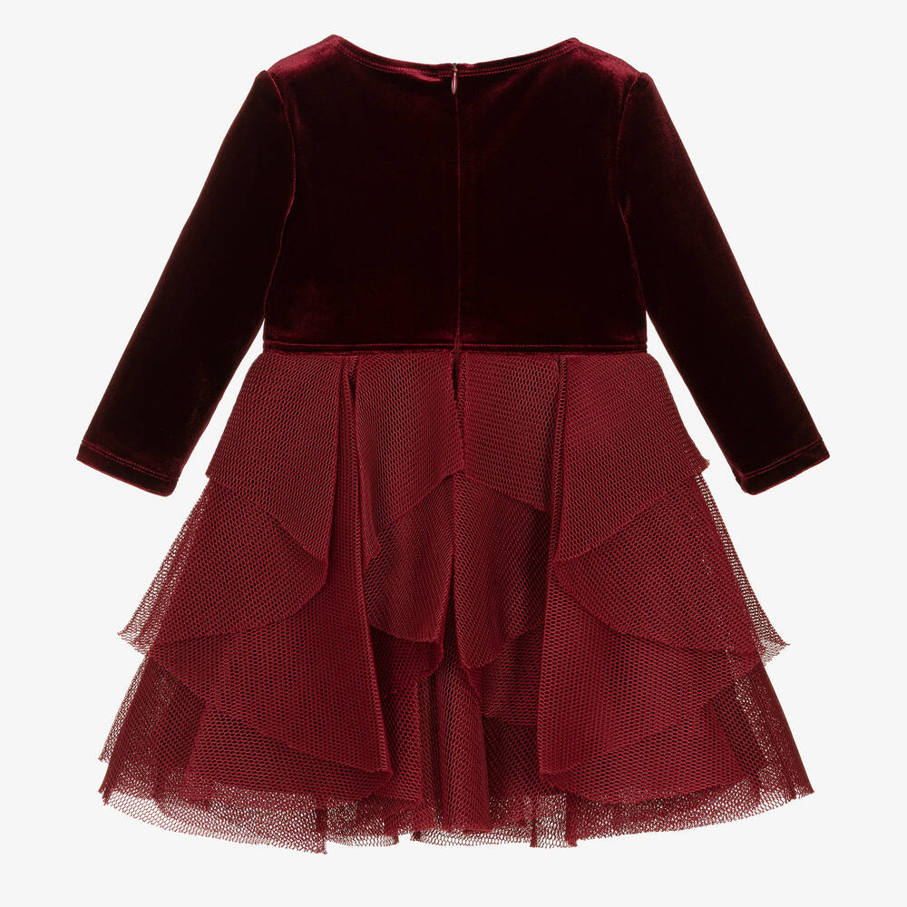 David Charles-Бордовое велюровое платье | Childrensalon Outlet