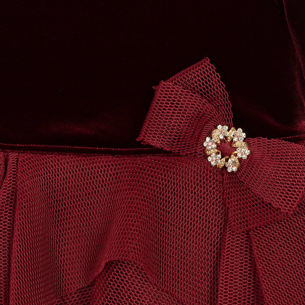 David Charles-Бордовое велюровое платье | Childrensalon Outlet