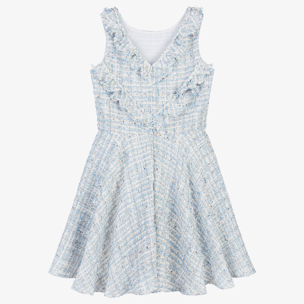 David Charles-Girls Chic Blue Tweed Frock | Childrensalon Outlet