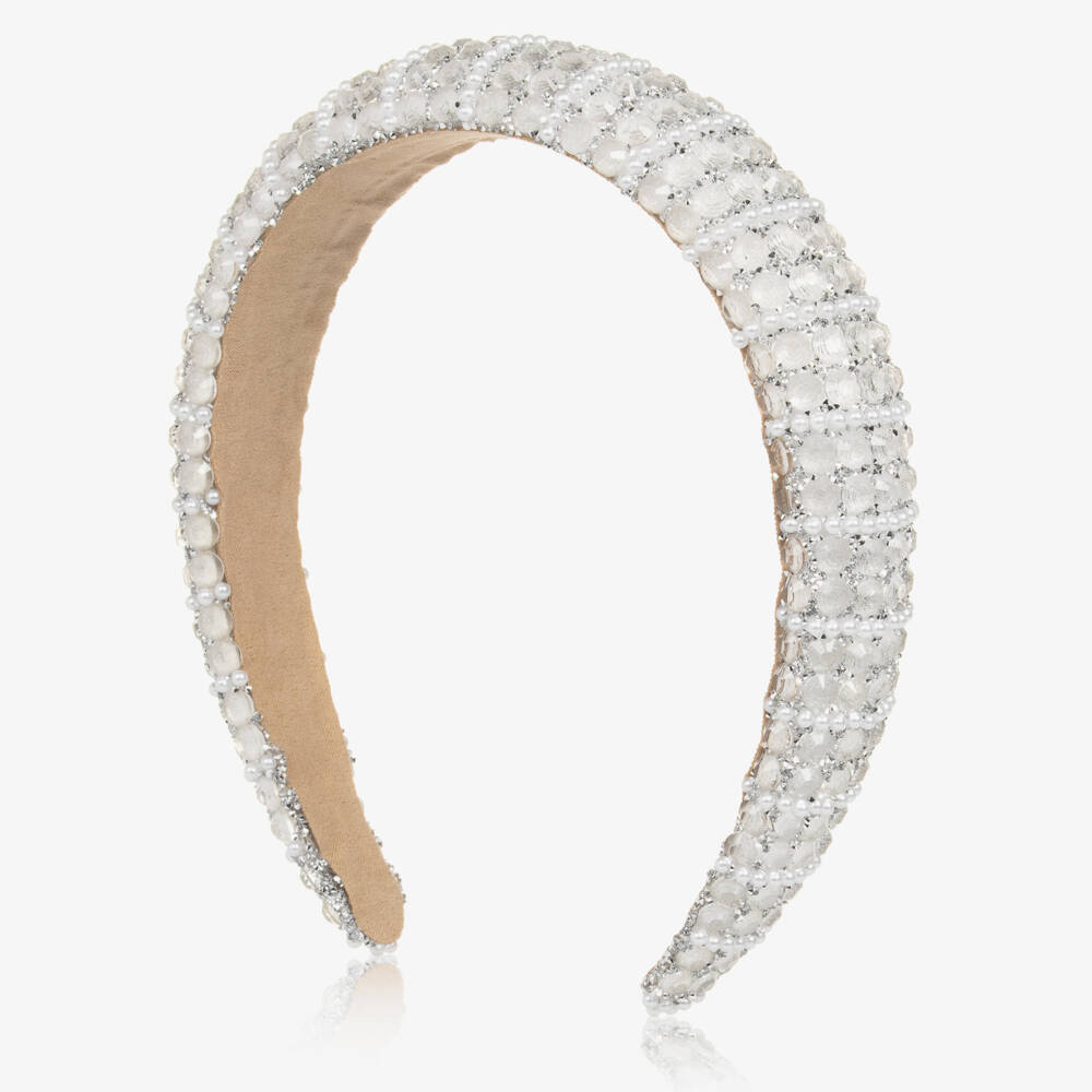 David Charles-Ободок для девочек кремовый с украшениями | Childrensalon Outlet